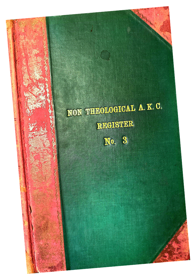 The front cover of a book containing some of the names of those elected as Associates of King's College London.