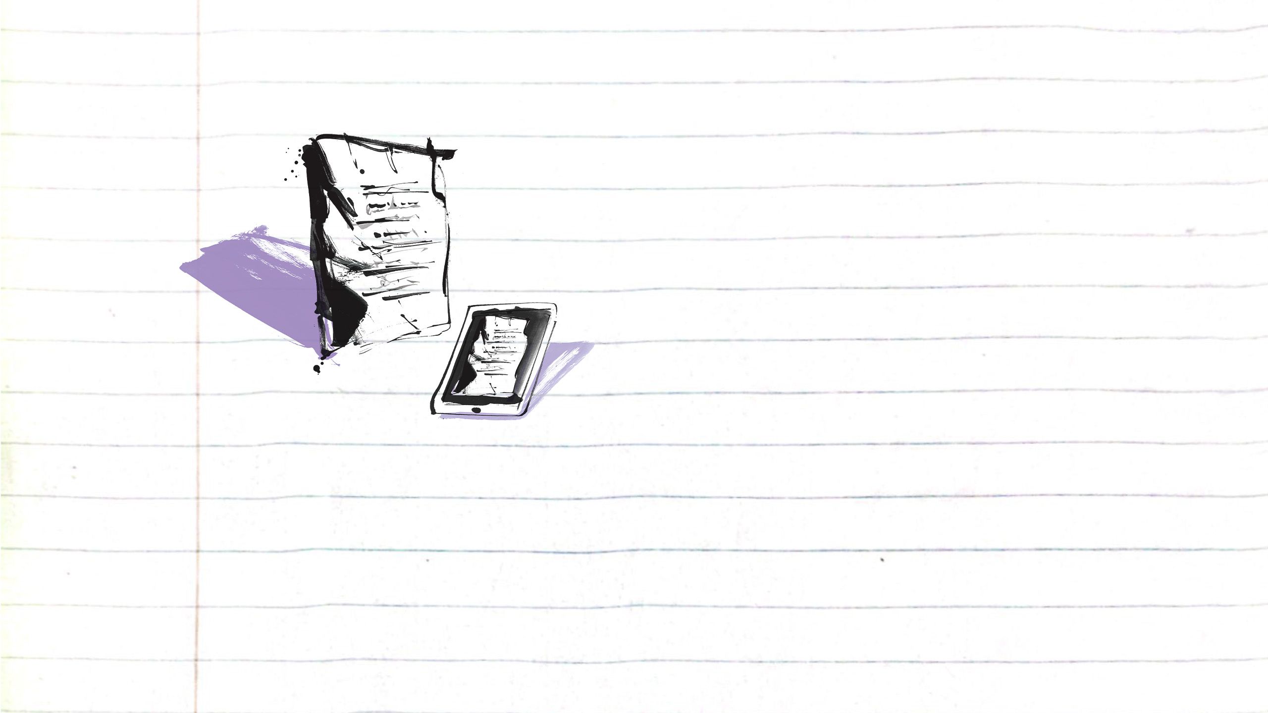 A stone tablet towers over an electrical digital tablet.