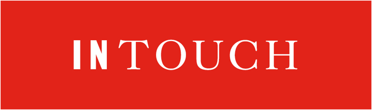The logo for InTouch magazine. It is a red rectangular box with the word INTOUCH in the centre in large white lettering