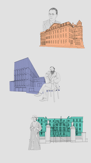 Illustrations of merged institutions