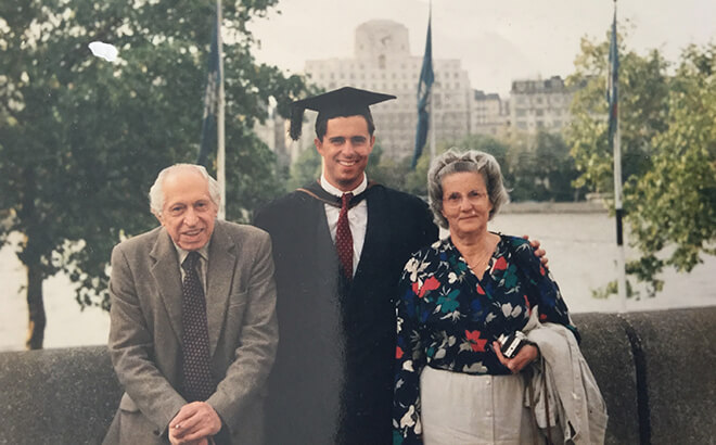 Mario, Howard and Rachel Forti at Howard's graduation 1989