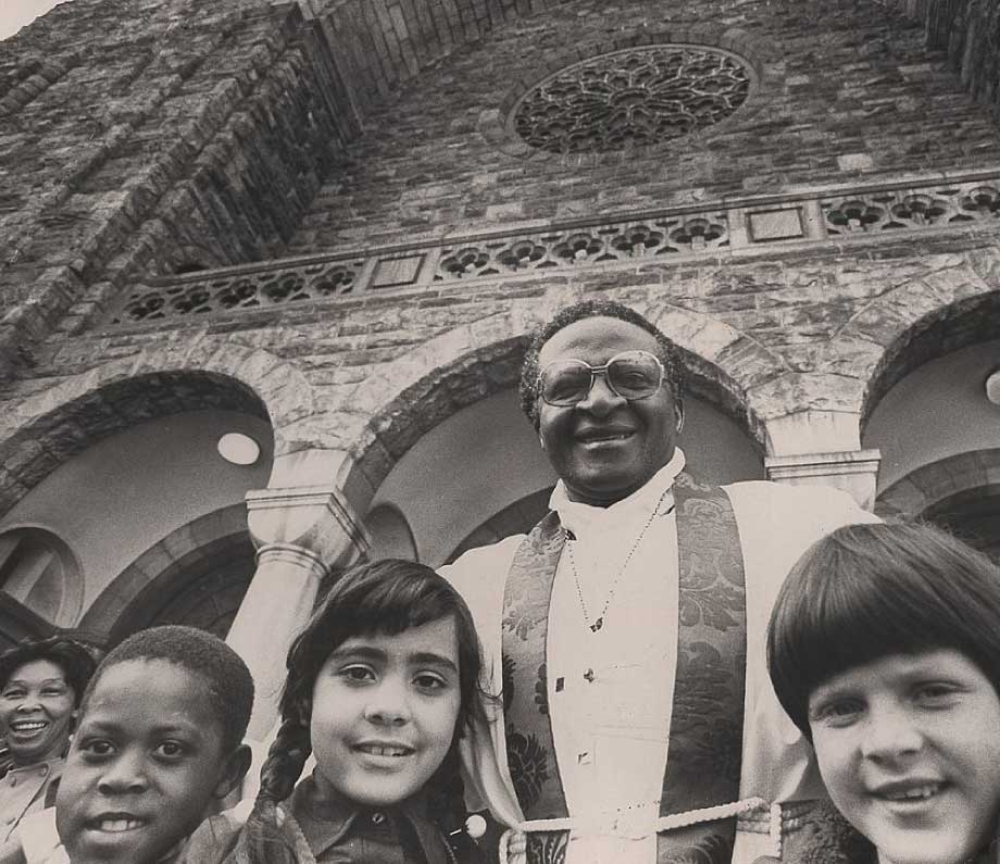 Reverend Desmond Tutu with children.