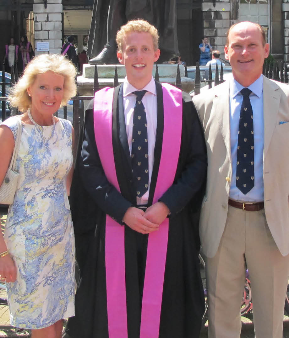Liz, Charles and Clive Pidgeon on Charles’ graduation day in 2014