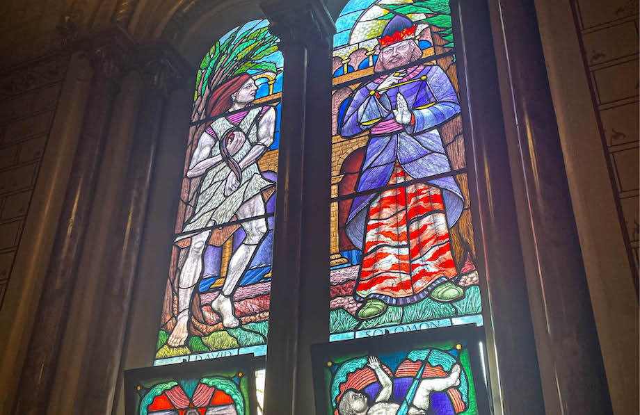Stained-glass window inside King's College Chapel